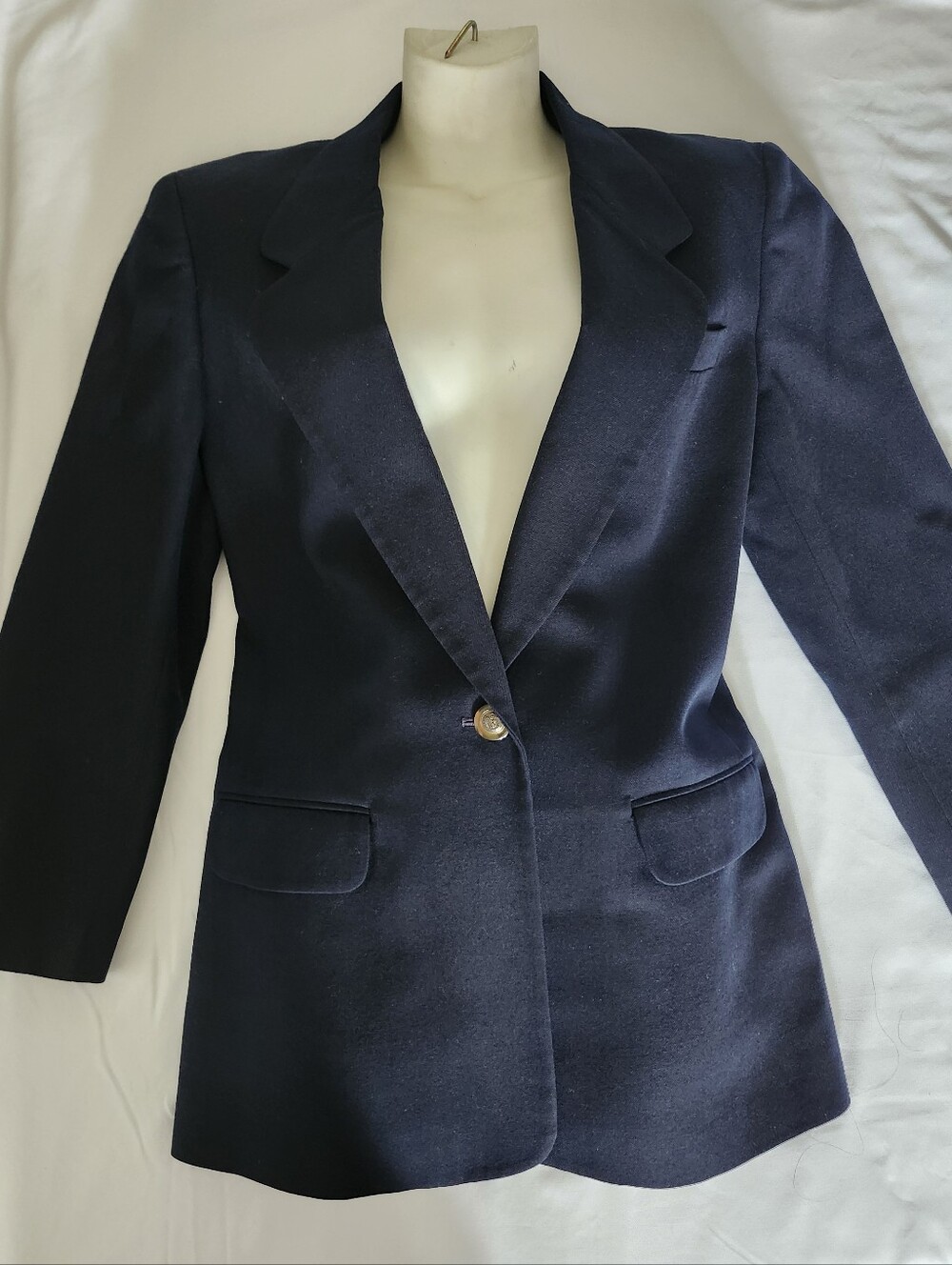 Talbots Women's Navy Single-Button Blazer Vintage 100% Wool